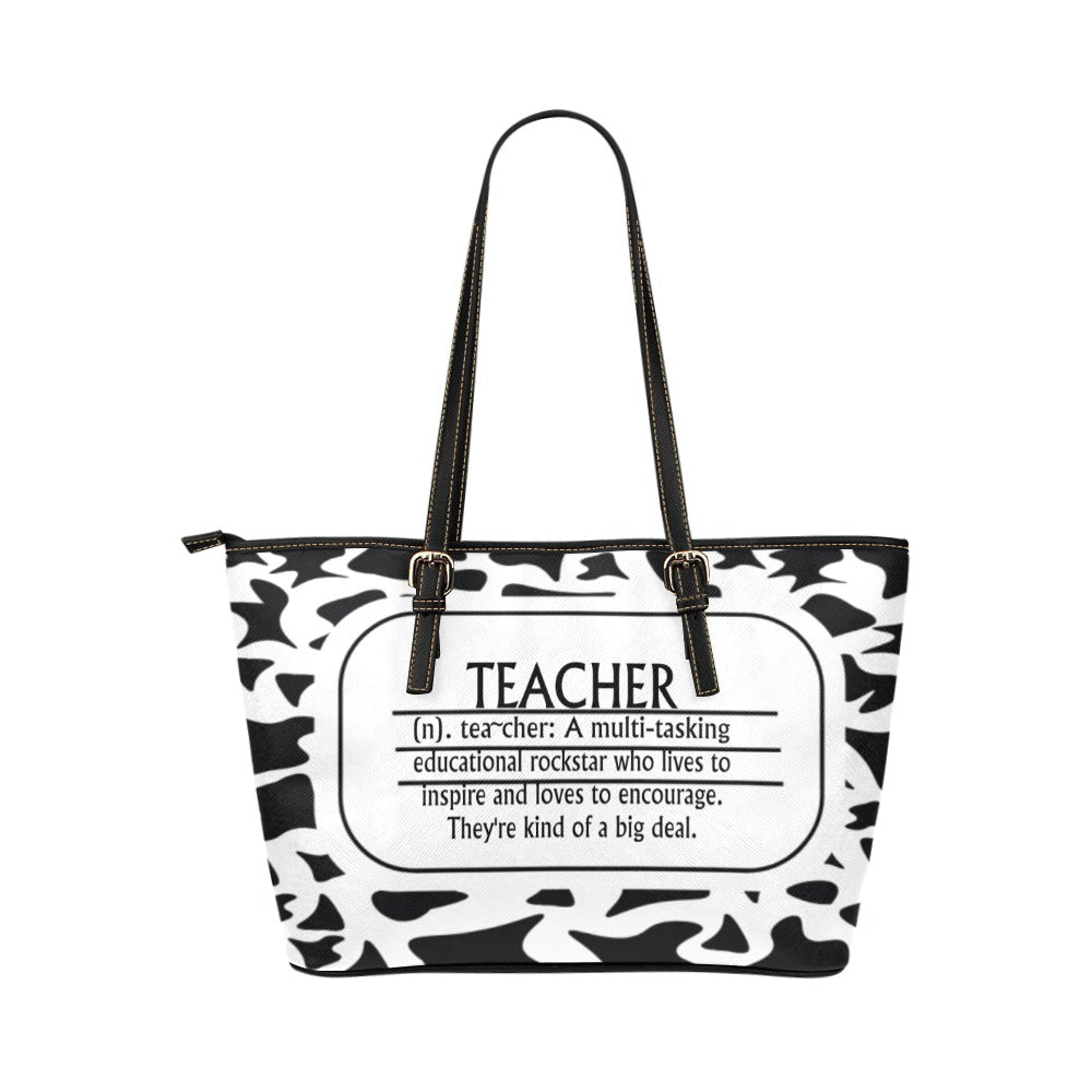 Teacher Black Composition Leather Tote Bag/Large