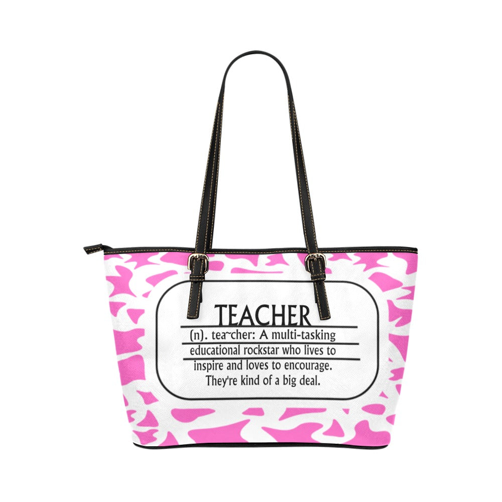 Teacher Pink Composition Leather Tote Bag/Large