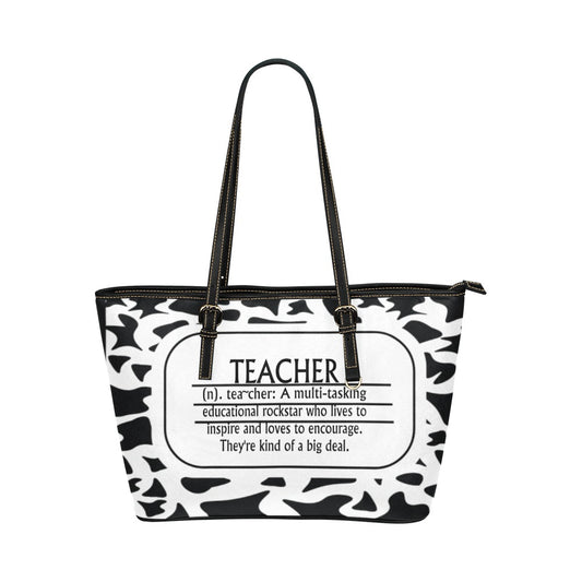 Teacher Black Composition Leather Tote Bag/Large