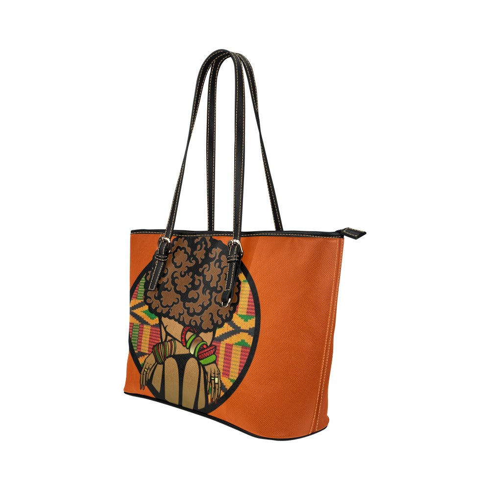 African Queen Leather Tote Bag/Large