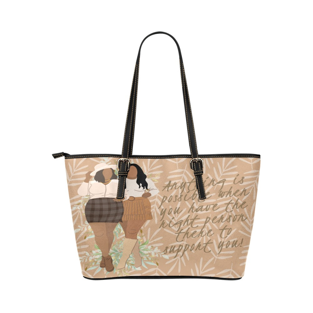 Anything Is Possible Leather Tote Bag/Large