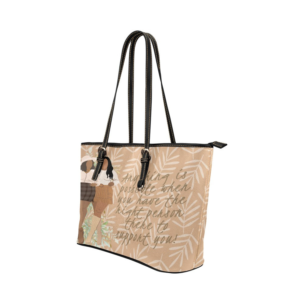 Anything Is Possible Leather Tote Bag/Large