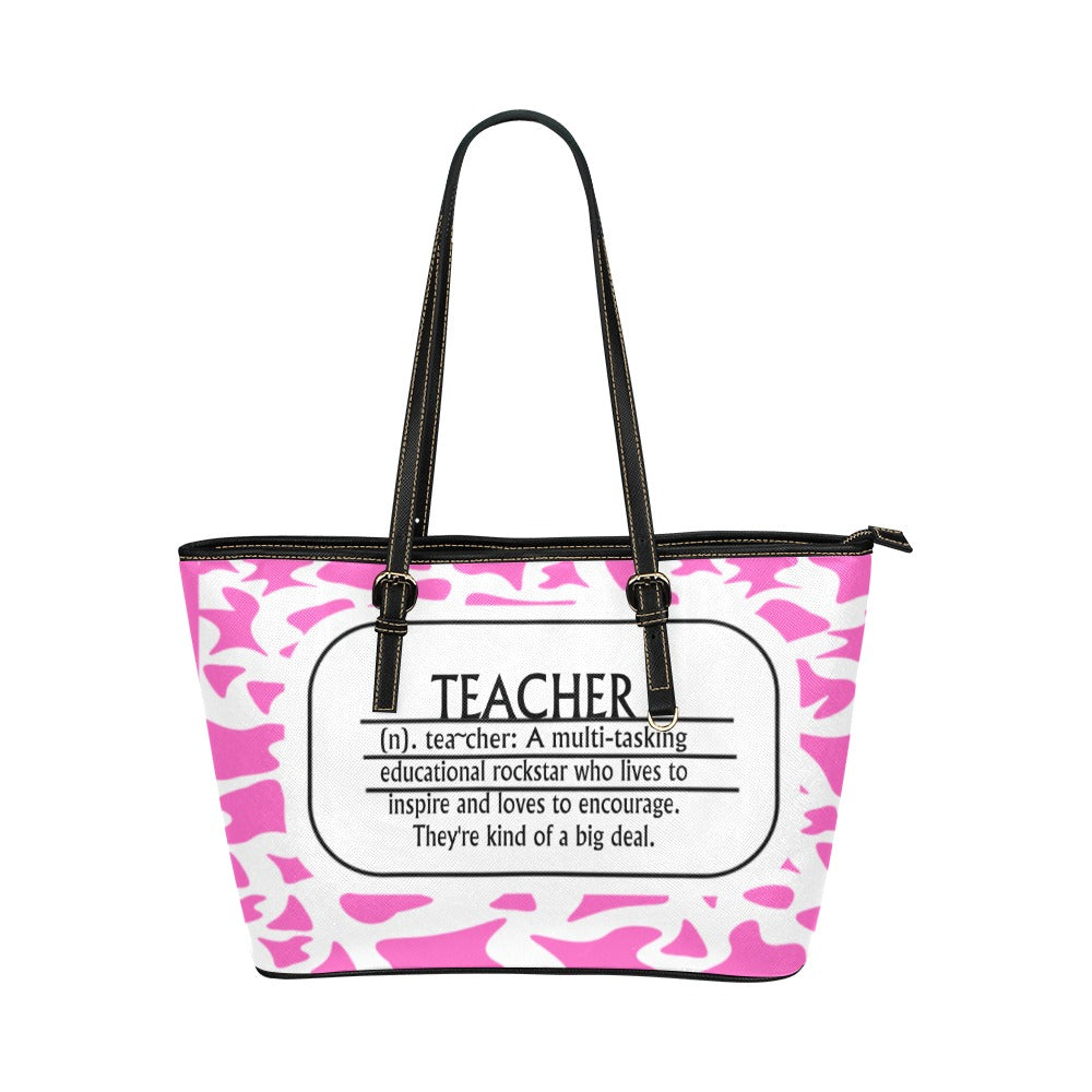 Teacher Pink Composition Leather Tote Bag/Large